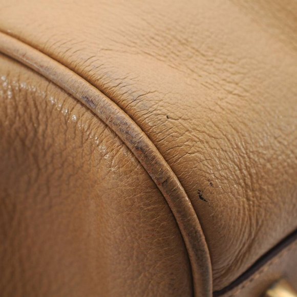 Auth PRADA Madras Cerniera Leather Doctors Hand Bag B11246 Yellow Brown - Picture 6 of 12